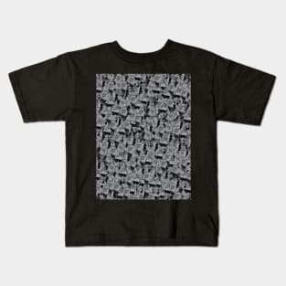 Grey Minimal Abstract Collage Mosaic. Kids T-Shirt